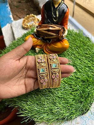Brass Based Unique Stone Kada Bangle