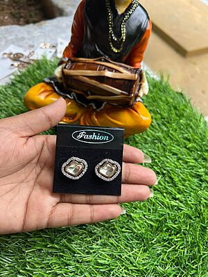 Silver Plated Kundan Stud