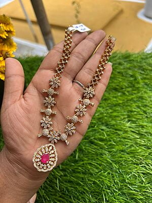 Gold Plated AD Stone with Rubi Neckpiece