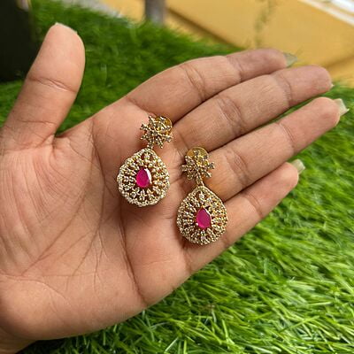 Gold Plated AD Stone with Rubi Neckpiece