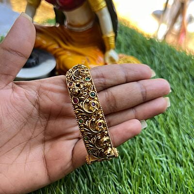 Emboss Peacock Kada Bangle