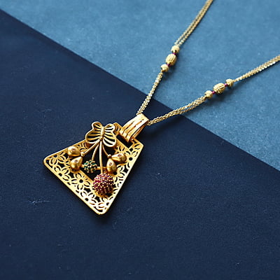 Unique Gold Butterfly and Floral Pendant 