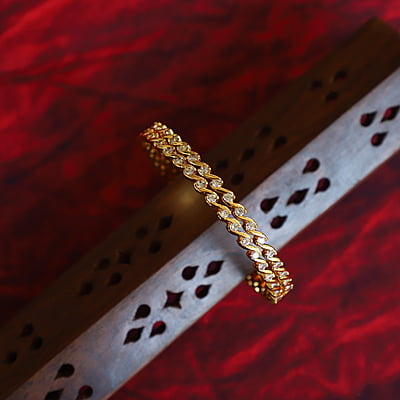 White Stone Gold Plated Bangels