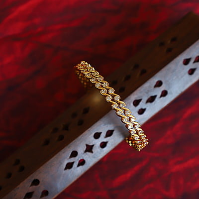 White Stone Gold Plated Bangels