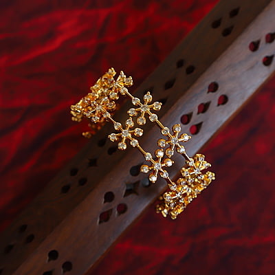 Floral and CZ Stone Bangels