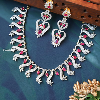 CZ Stone and Ruby Stone Neckpiece