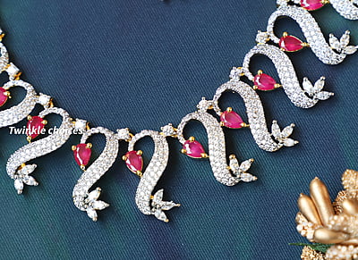 CZ Stone and Ruby Stone Neckpiece