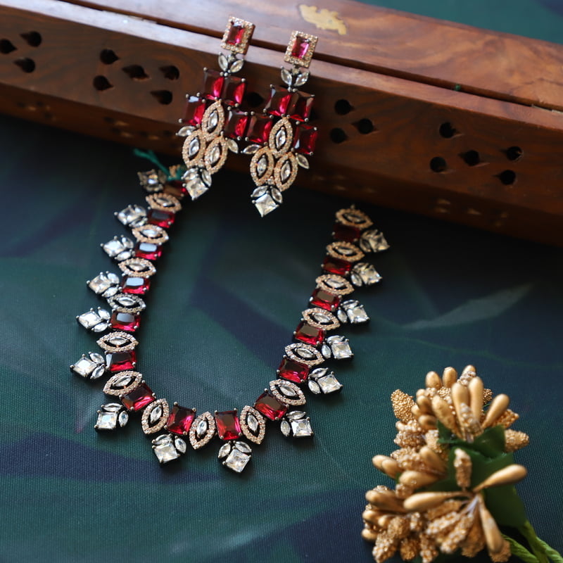 Dazzling AD Rubi stone Neckpiece