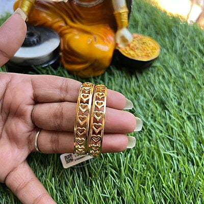 Heart Shape Gold Finish Kids Bangle