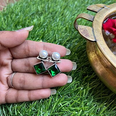 candy stone earings with pearl candy stone earings with pearl