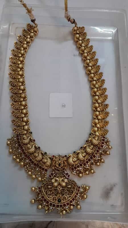 LONG HARAM IN ANTIC FINISH ARE PEACOCK DESIGN