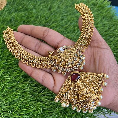 antique unique neckpiece with lakshmi pendant