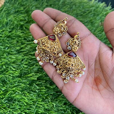 antique unique neckpiece with lakshmi pendant