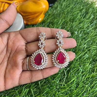AD stone neckpiece - pink ruby in pendant AD stone neckpiece - pink ruby in pendant
