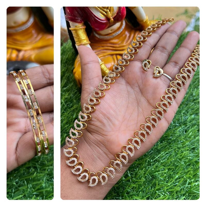 AD stone Mango 3/4th haram with Bangle - combo offer AD stone Mango 3/4th haram with Bangle - combo offer