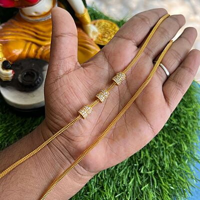 One gram gold Mugappu Chain - cylinder design