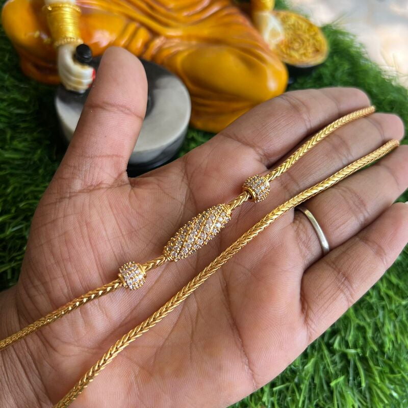 One gram gold Plated AD Stone Mugappu Chain