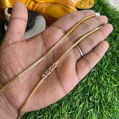 one gram gold mugappu chain - spiral dual tone design