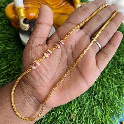 One gram gold Mugappu Chain - cylinder design One gram gold Mugappu Chain - cylinder design