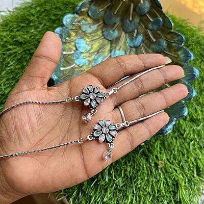 Antic silver finished Anklet for adults - Flower designed