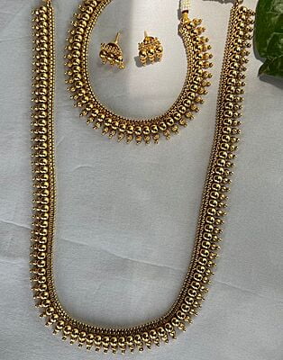 Simple Elegant gold finished Long & Short haram