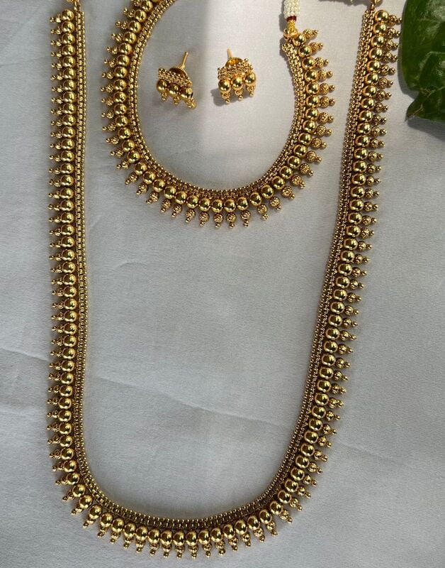 Simple Elegant gold finished Long & Short haram