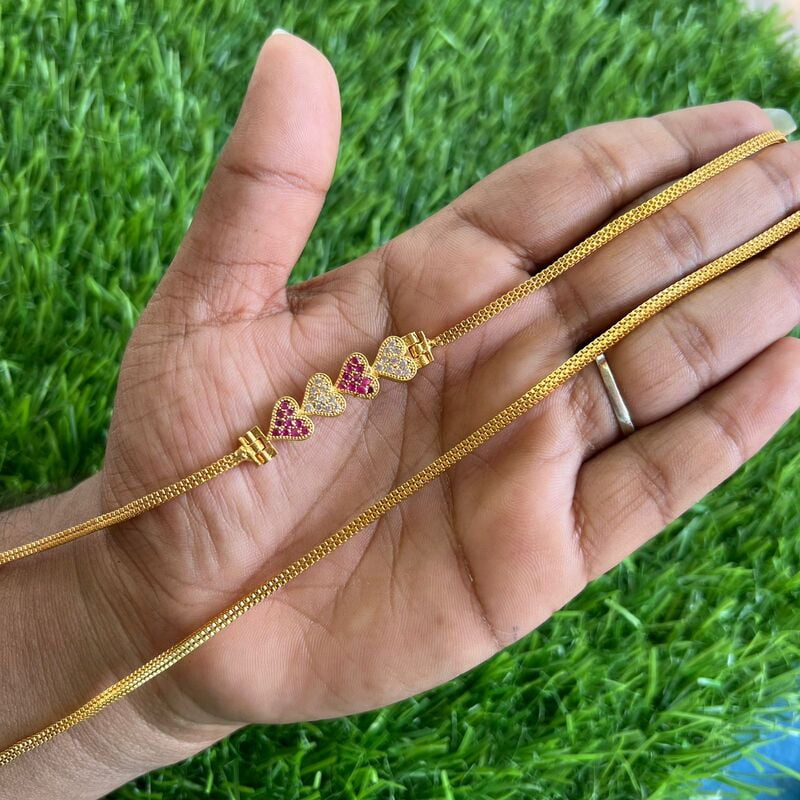 one gram gold mugappu chain - Heart Design one gram gold mugappu chain - Heart Design