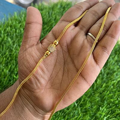 one gram gold mugappu chain - single cube design