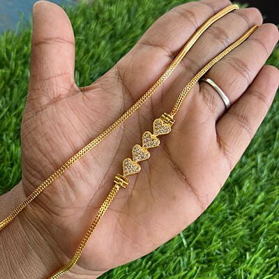 one gram gold mugappu chain - Heart Design one gram gold mugappu chain - Heart Design