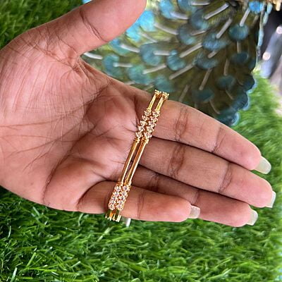 Gold finish AD stone bangles
