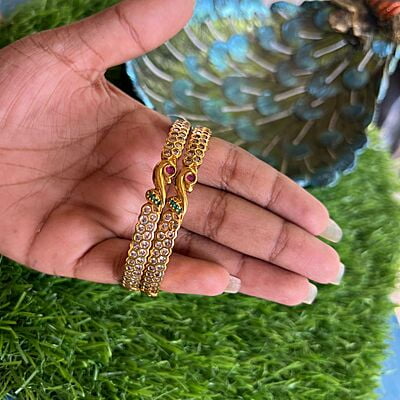 AD stone Gold finished trendy bangle