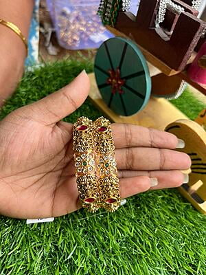 Premium quality Antic gold finished Lakshmi designed bangle