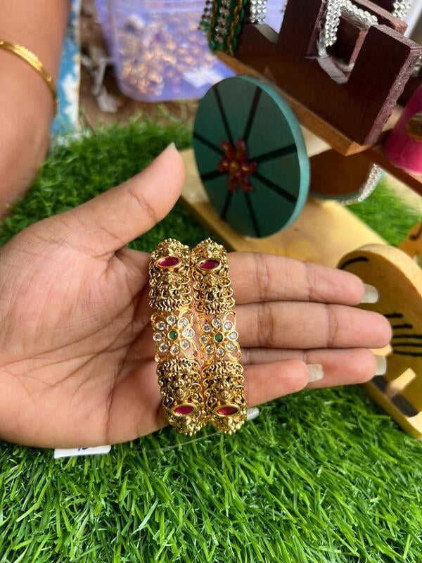 Premium quality Antic gold finished Lakshmi designed bangle