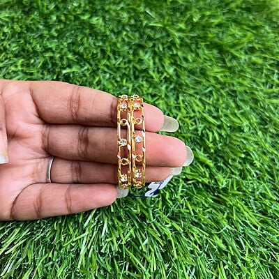 Gold plated circle design with AD stone kids bangle
