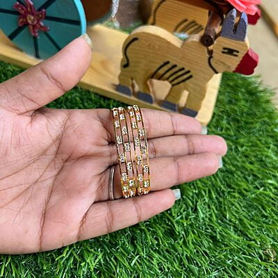 Two layered 2 stone gold plated bangle for kids