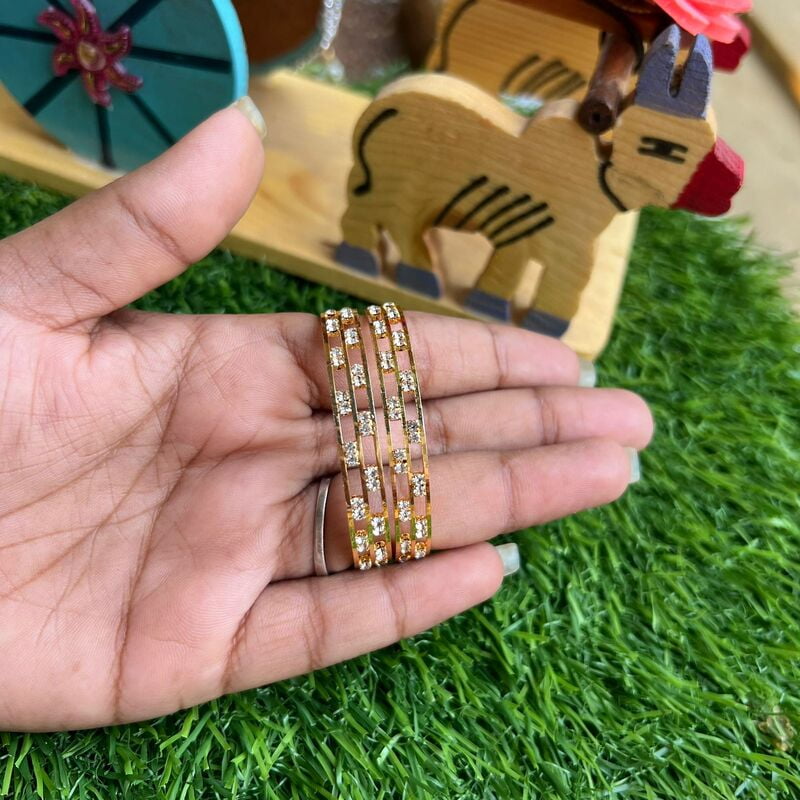 Two layered 2 stone gold plated bangle for kids Two layered 2 stone gold plated bangle for kids