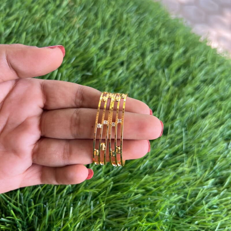 Three Layer gold plated kids bangle with AD stone Three Layer gold plated kids bangle with AD stone