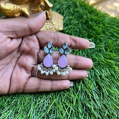 Candy stone Earing with Pearls