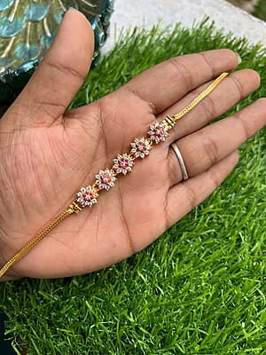 One gram mugappu chain - Flower design