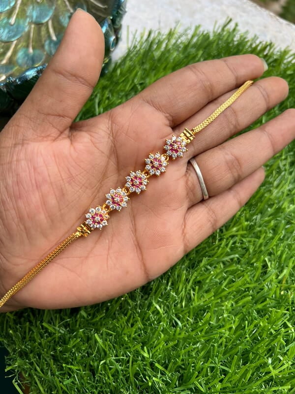 One gram mugappu chain - Flower design