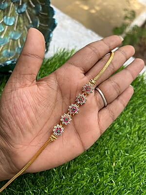 One gram mugappu chain - Flower design