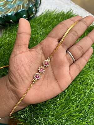 One gram gold mugappu chain - Thin Flower design