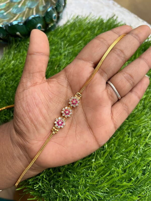 One gram gold mugappu chain - Thin Flower design One gram gold mugappu chain - Thin Flower design