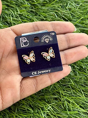 rose gold with butterfly design stud
