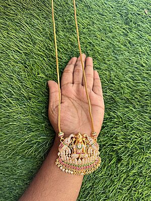 lakshmi with elephant design one gram long chain lakshmi with elephant design one gram long chain