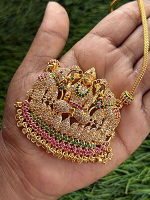 lakshmi with elephant design one gram long chain