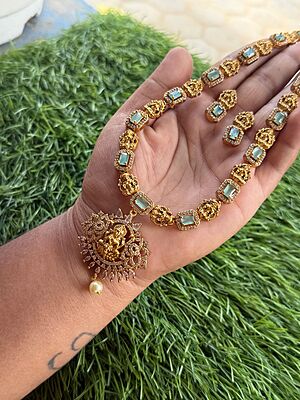 Antique Lakshmi design with pendent long haram