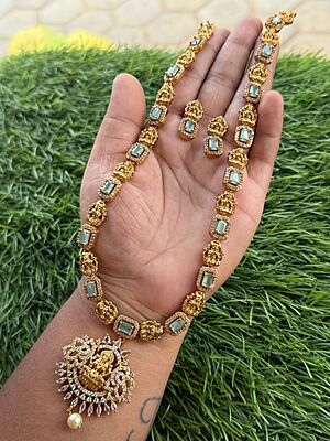 Antique Lakshmi design with pendent long haram