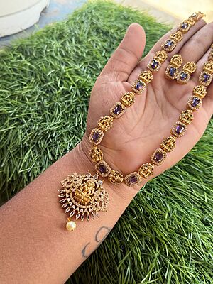 Antique Lakshmi design with pendent long haram