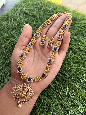 Antique Lakshmi design with pendent long haram
